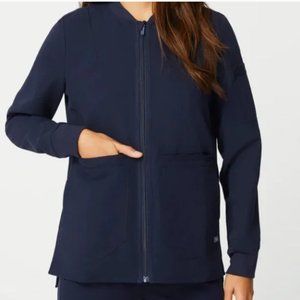 Figs Bellery Navy Blue Full Zip Medical Scrubs Jacket